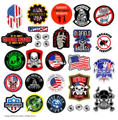 30-Pack Funny Union Oilfiled Patriotic Vinyl Hard Hat Stickers