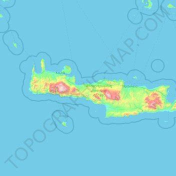 Crete topographic map, elevation, terrain