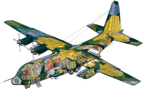 Lockheed C-130 Hercules Cutaway Drawing in High quality