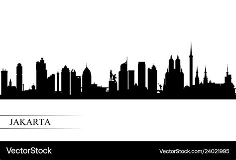 Jakarta city skyline silhouette background Vector Image