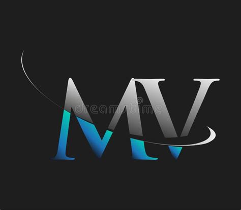 MV Initial Logo Company Name Colored Blue and White Swoosh Design ...