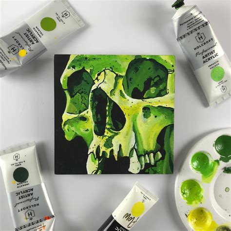 Acrylic Skull Painting Green Wall Art - Etsy Australia | Painting art projects, Diy art painting ...