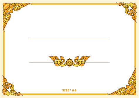 Premium Vector | Thai pattern filigree decoration border yellow flower frame A4 template vector ...