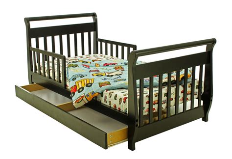 Dream On Me Sleigh Toddler Bed with Storage Drawer in Black - Baby - Toddler Furniture - Toddler ...