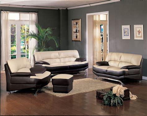 Living Room Cream And Black Leather Sofa On Brown Wooden Floor Connected By White Curtains On ...