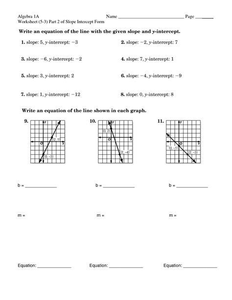 Point-slope Form Worksheets