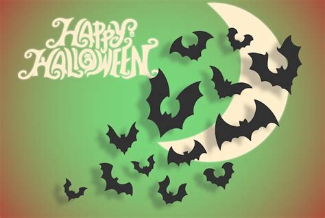 Premium Vector | Wallpaper happy halloween paper bats