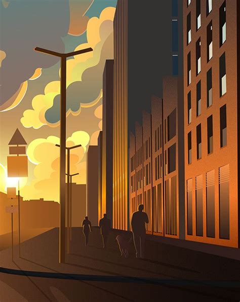 Sunset city | Sunset city, Drawing sunset, City illustration