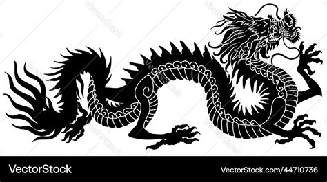 Eastern dragon silhouette side view tattoo Vector Image