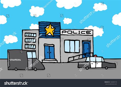 Cartoon Police Station Stock Vector 133439174 - Shutterstock