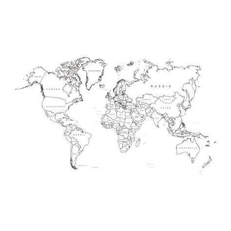 Black+and+White+World+Map+Labeled+Countries | World map coloring page, World map printable ...