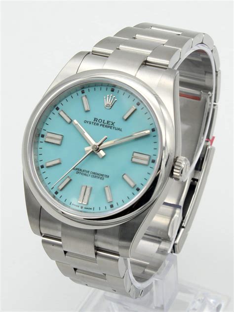 Rolex Oyster Perpetual 41mm Stainless Steel Turquoise Blue Tiffany Dial 124300 | Luxury Watches ...