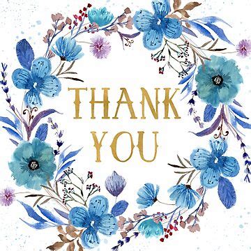 "THANK YOU (BLUE FLOWERS)" Greeting Card for Sale by Paper Bee Gift ...