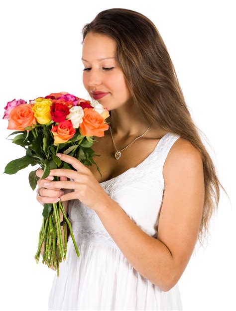 Woman With Flowers Bouquet Free Stock Photo - Public Domain Pictures