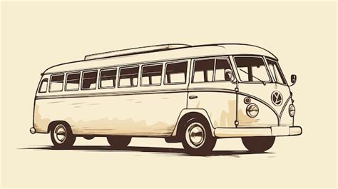 Vintage Bus Pencil Sketch on Beige Background | Premium AI-generated vector