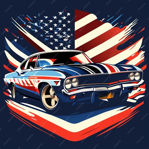 Premium Vector | Vintage car in american flag palette