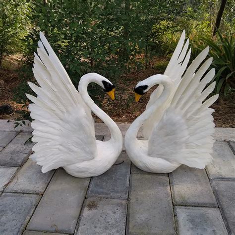 about 30x40cm white feathers swan spreading wings swans couples birds one pair model.garden ...