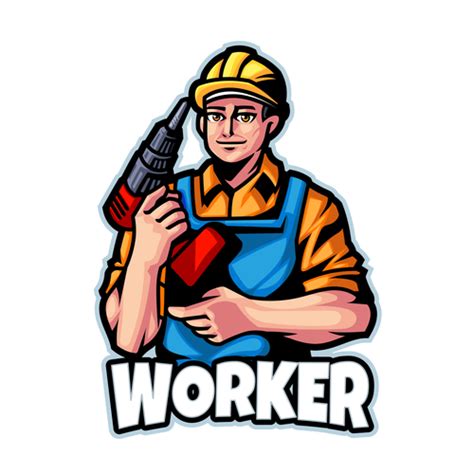 Worker logo design template vector free download