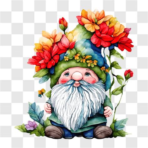 Download Whimsical Cartoon Gnome Illustration with Colorful Beard and ...