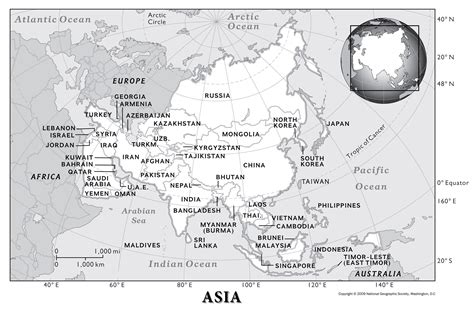 World Map With Countries | 4 Free Printable Physical Map of Asia (2022)