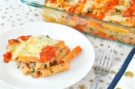 Baked Ziti Casserole with Mushrooms and Spinach Recipe