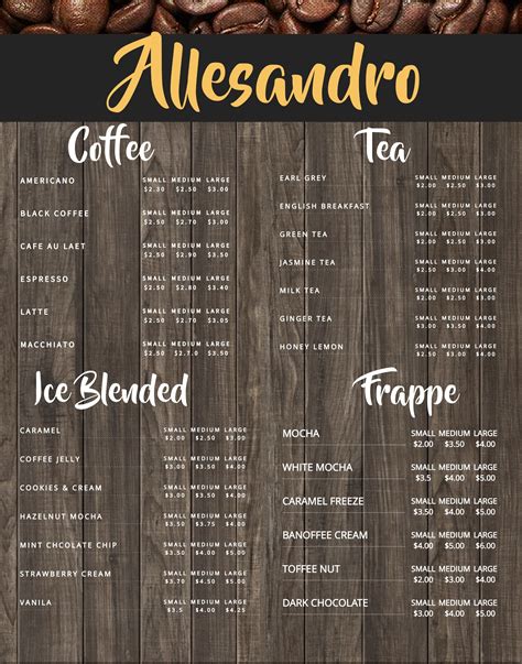 Coffee Shop Menu Board Design Template