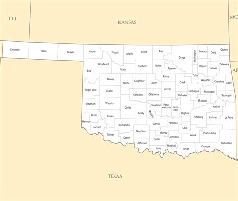 Printable Map Of Oklahoma Counties – Printable Map of The United States