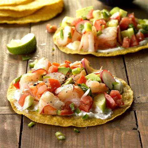 Shrimp Tostadas with Lime-Cilantro Sauce Recipe: How to Make It