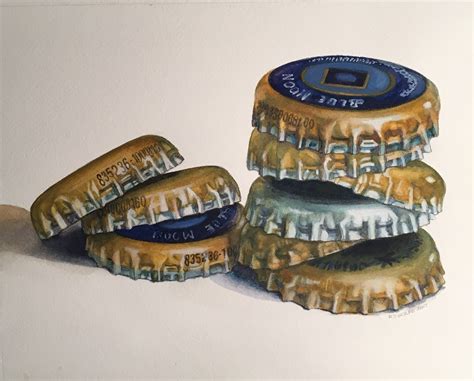 "Beer Caps Stacked," watercolor beer cap art. Original SOLD. Prints are ...