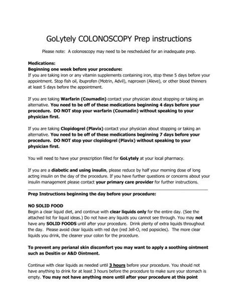 Go Lightly Colonoscopy Prep Instructions | Americanwarmoms.org