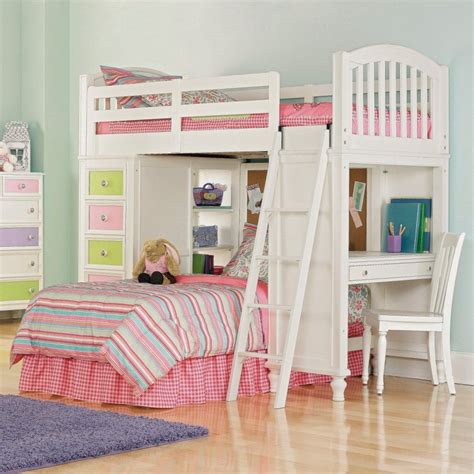 bunk beds with desk, drawers, and design. So cute for my girls. | Bunk bed designs, Girls bunk ...