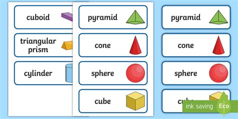 3D Shape Names Word Cards - Australian Curriculum - Twinkl