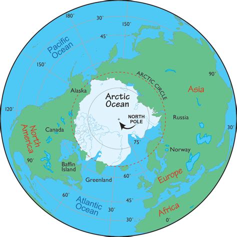 World Map With Arctic Circle - ToursMaps.com