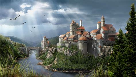 Medieval Castle Landscape Wallpaper - MAXIPX