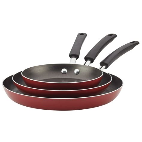 Farberware 3-Piece Easy Clean Aluminum Non-Stick Frying Pans/Fry Pans/Skillet Set, Red - Walmart ...