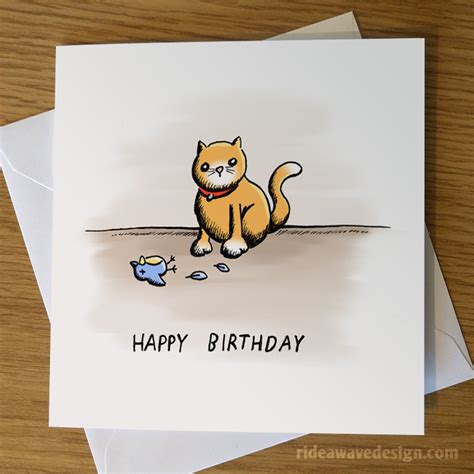 Funny Cat Birthday Card - Greeting Cards | Ride a Wave Design