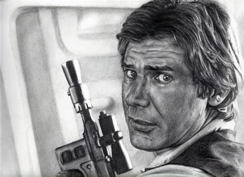 Drawing & Illustration Pencil Harrison Ford Han Solo pencil drawing