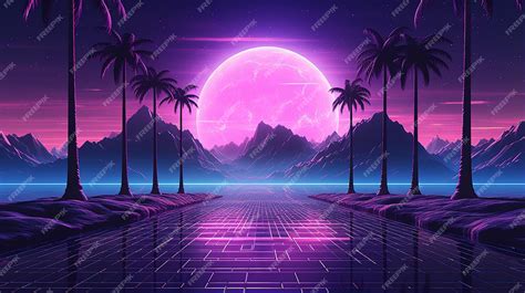 Premium AI Image | aesthetic synthwave wallpaper