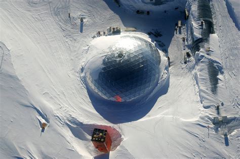 Amundsen-Scott South Pole Research Station | Antarctica, Aerial view, Geodesic dome