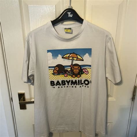 Baby Milo/ Bape white t-shirt Size Large Good... - Depop