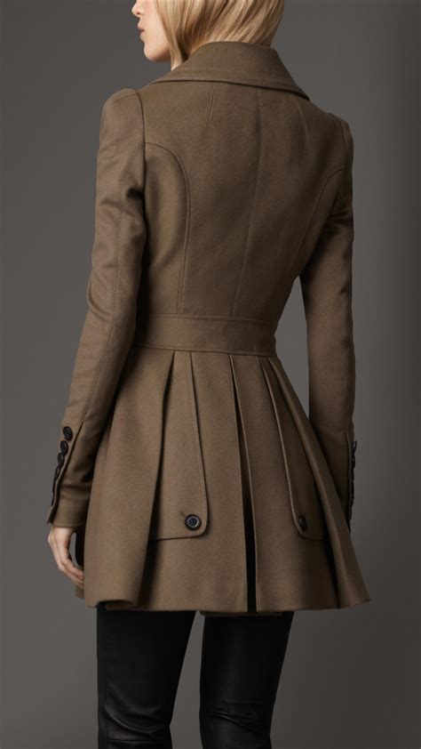 Lyst - Burberry Fitted Wool Cashmere Pea Coat in Brown