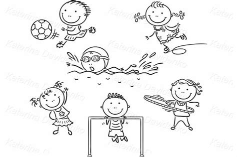 Students Playing Sports Clipart Cartoon