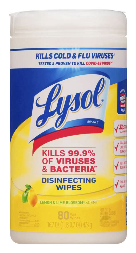 Lysol Disinfecting Wipes, Lemon and Lime Blossom Scent, 80 Wipes