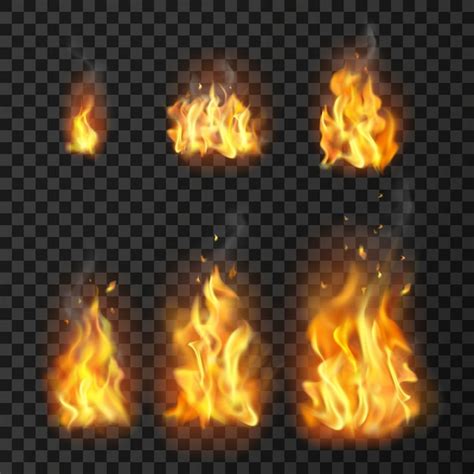 Free Vector | Realistic fire flames set