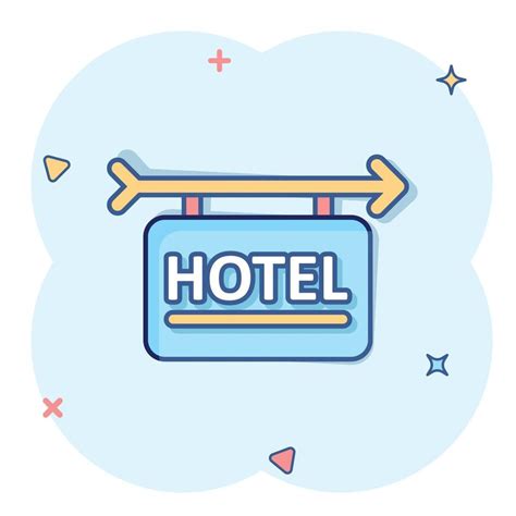 Hotel sign icon in comic style. Inn cartoon vector illustration on ...