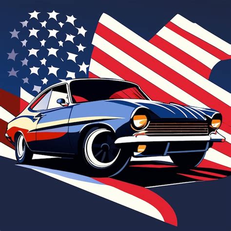 Premium Vector | Vintage car with american flag colors classic icon