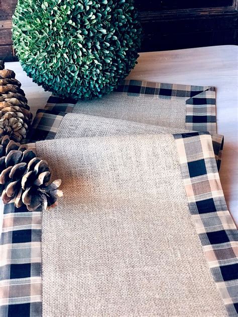 Pine Cabin Rustic Table Runner Farmhouse Linens Burlap Runner - Etsy