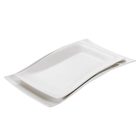 Orren Ellis White Porcelain Dinner Plates Rectangle Dessert Plates Set Of 2