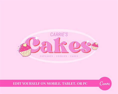 Pink Bakery Logo Bakery Logo Design Canva Logo Template - Etsy