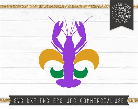 Scrapbooking Mardi Gras Crawfish SVG Vector Cut File and PNG Transparent Background Sublimation ...